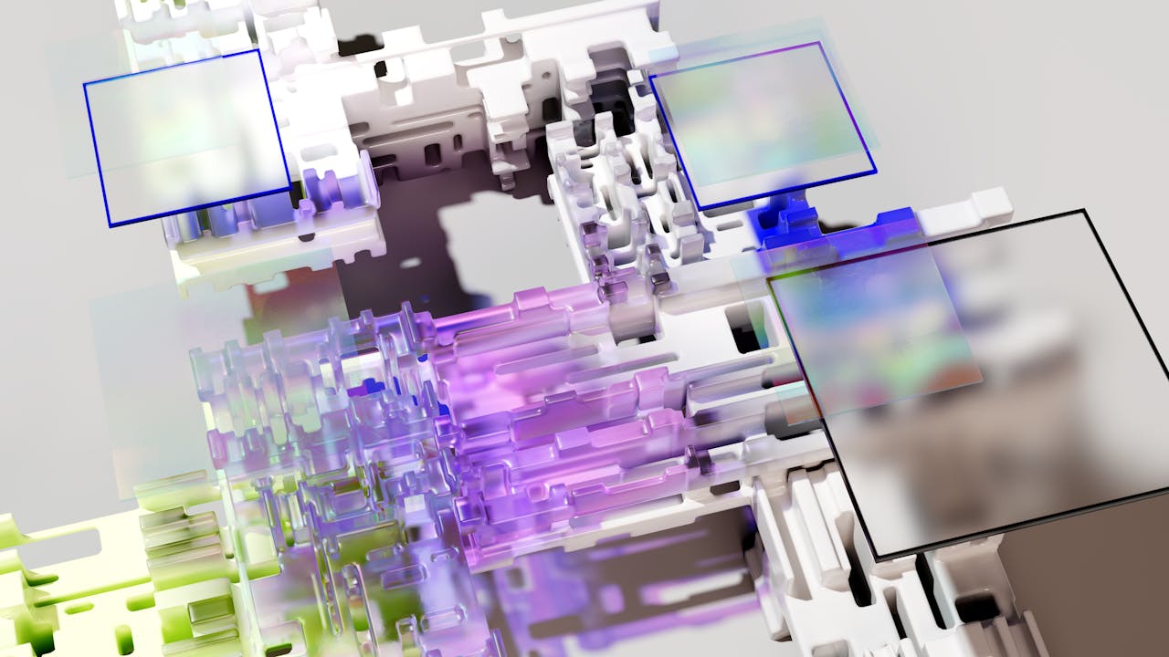 Colorful abstract 3D rendering showcasing AI and deep learning technology.